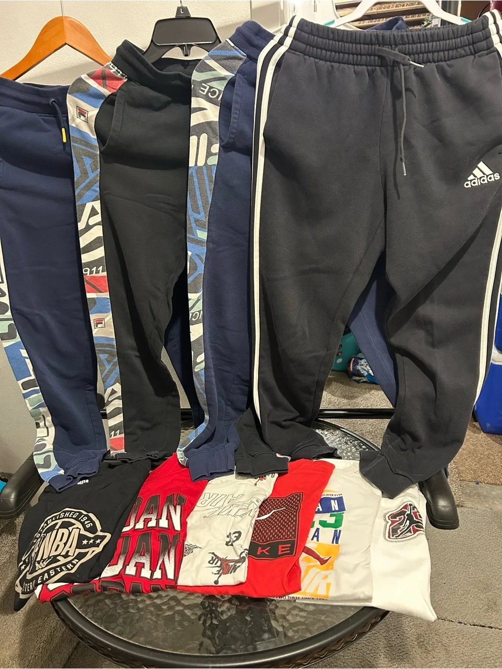 Nike,Fila,adidas Kids Joggers with White Side Stripes size 11-12+6 Nike shirt’s